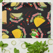 Taco Tuesday Hard and Soft Tacos Hot Sauce Black Theedoek (Gevouwen)