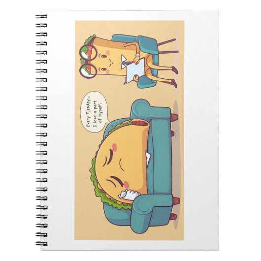 Taco Tuesday Therapy - Grappige Cartoon Food Art Notitieboek (Voorkant)