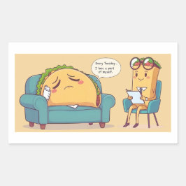 Taco Tuesday Therapy - Grappige Cartoon Food Art Rechthoekige Sticker