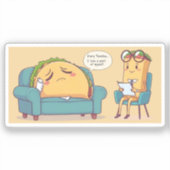 Taco Tuesday Therapy - Grappige Cartoon Food Art Sticker (Voorkant)