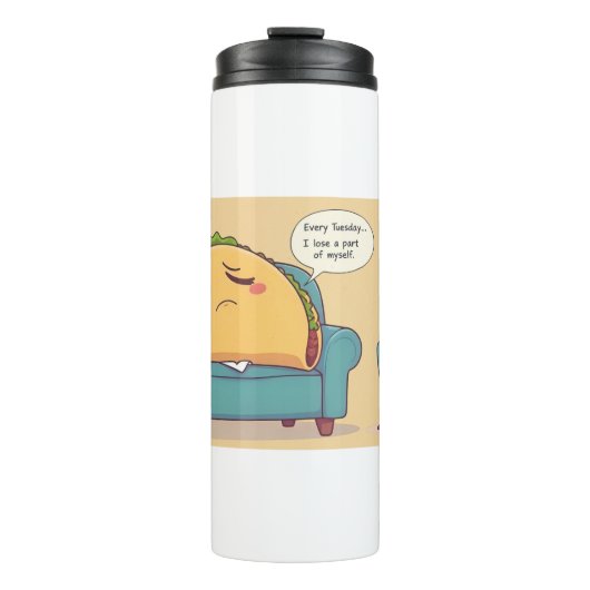 Taco Tuesday Therapy - Grappige Cartoon Food Art Thermosbeker (Voorkant)