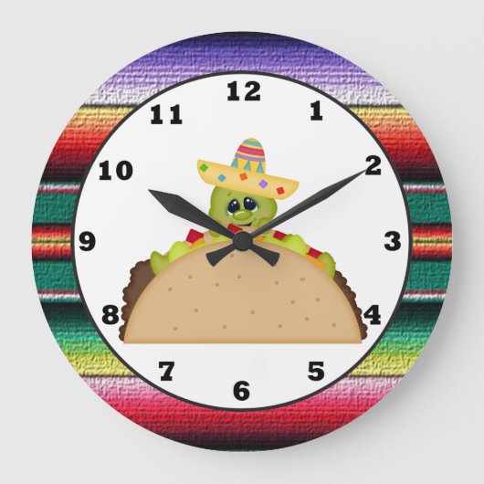 Taco Turtle cartoon SouthWestern Wall klok (Voorkant)