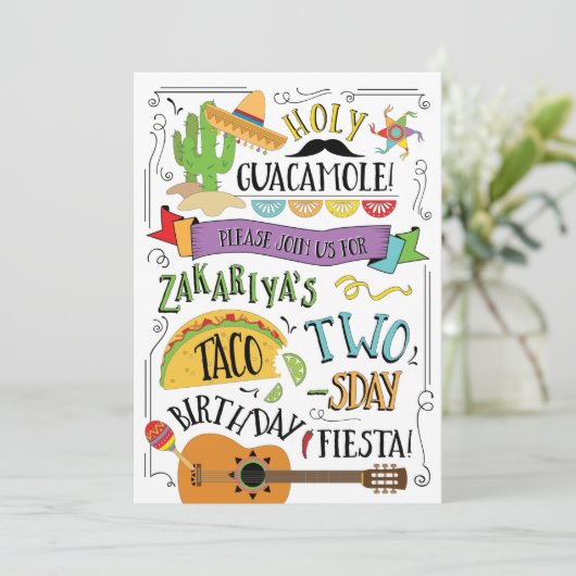 Taco Tweedaagse 2e Verjaardag Uitnodiging (Staand voorkant)