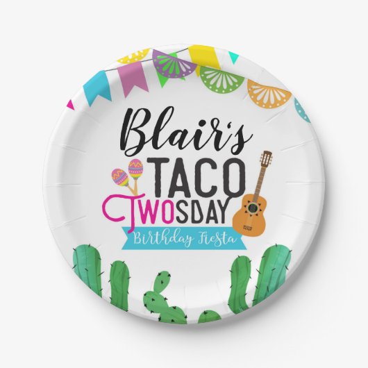 Taco tweedaagse papieren Borden Papieren Bordje (Voorkant)