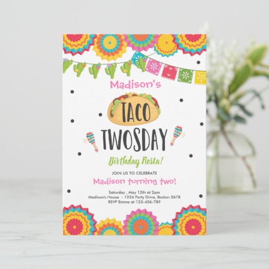 Taco tweedaagse verjaardag Fiesta 2e verjaardag in Kaart (Staand voorkant)