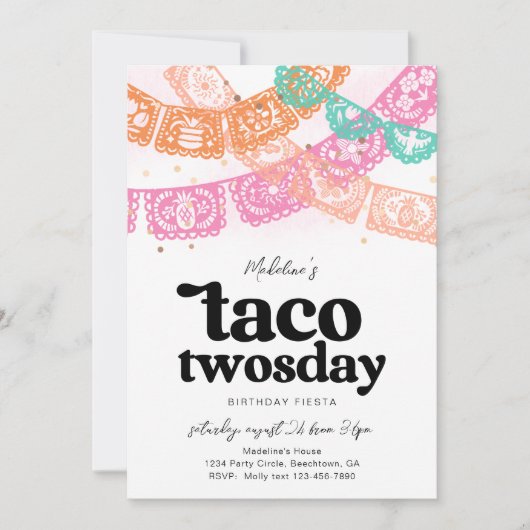 Taco Tweedaagse Verjaardag Uitnodiging (Voorkant)