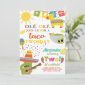 Taco Tweedaagse verjaardagsuitnodiging, jongen fie Kaart (Staand voorkant)