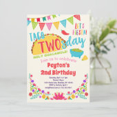 Taco TWEEsday Fiesta 2e verjaardag Uitnodiging (Staand voorkant)