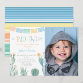 Taco TWEEsday Yellow Blue 2nd Birthday Party Foto Kaart