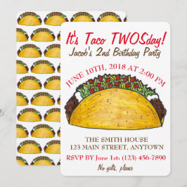 Taco TWOSdag Dinsdag 2e verjaardag Fiesta Kaart