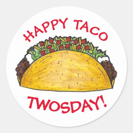 Taco TWOSdag Dinsdag 2e verjaardag Fiesta Ronde Sticker (Voorkant)