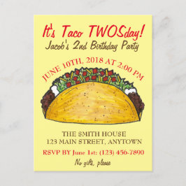 Taco TWOSdag Dinsdag 2e verjaardag Fiesta Uitnodiging Briefkaart