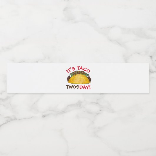 Taco TWOSdag Dinsdag 2e verjaardag Fiesta Waterfles Etiket (Enkel label)