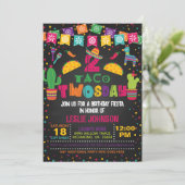 Taco TWOsday 2e Verjaardag Uitnodiging - BLK (Staand voorkant)
