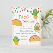 Taco Twosday Birthday Party fiesta jarig thema Kaart (Staand voorkant)