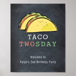 Taco Twosday Chalkboard Birthday Welcome Sign Poster