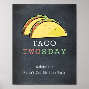 Taco Twosday Chalkboard Birthday Welcome Sign Poster