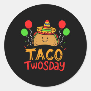 Taco Twosday Cinco De Mayo 2 jaar oud Jongelenmeis Ronde Sticker