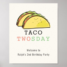 Taco Twosday Cream Birthday Welcome Sign Poster