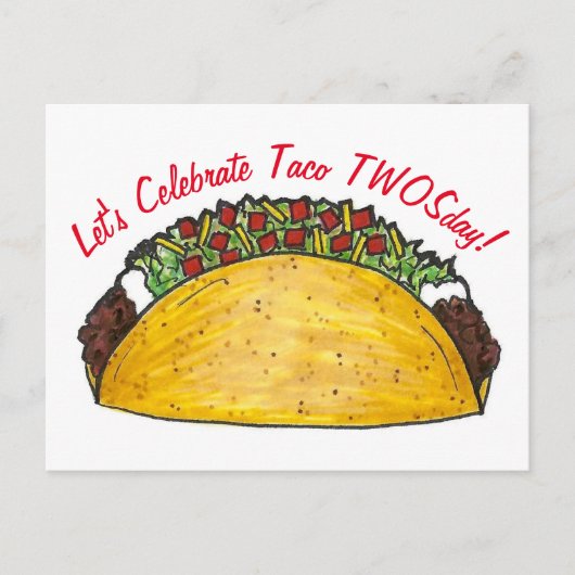 Taco TWOSday Dinsdag 2e Verjaardagsfeestje Fiesta Uitnodiging Briefkaart (Voorkant)