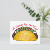 Taco TWOSday Dinsdag 2e Verjaardagsfeestje Fiesta Uitnodiging Briefkaart (Staand voorkant)