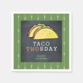 Taco Twosday Dinsdag Chalkboard 2e Verjaardag Papi Servet (Voorkant)