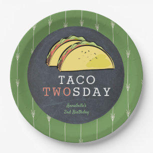 Taco Twosday Dinsdag Chalkboard 2e verjaardag Papieren Bordje