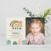 Taco Twosday Dinsdag Kawaii 2e Verjaardag Foto Kaart (Staand voorkant)