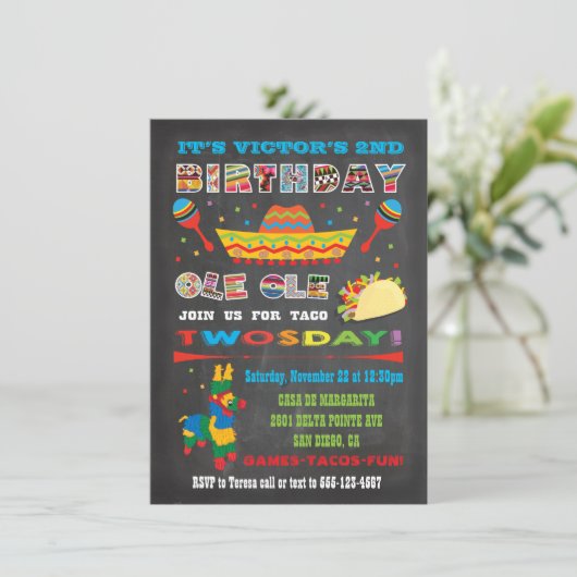 Taco Twosday Dinsdag Mexican Fiesta 2e verjaardag Kaart (Staand voorkant)