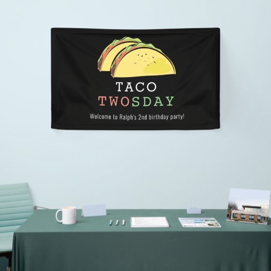 Taco Twosday Dinsdag Zwart 2e Verjaardag Welkom Spandoek (Beurs)