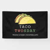 Taco Twosday Dinsdag Zwart 2e Verjaardag Welkom Spandoek (Horizontaal)