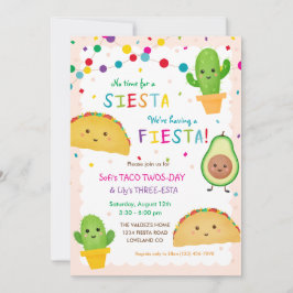 Taco Twosday en Three-Esta Birthday Invitation Kaart