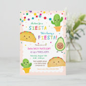 Taco Twosday en Three-Esta Birthday Invitation Kaart (Staand voorkant)