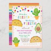 Taco Twosday en Three-Esta Birthday Invitation Kaart (Voorkant / Achterkant)