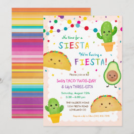 Taco Twosday en Three-Esta Birthday Invitation Kaart