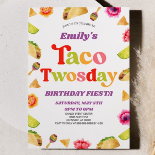 Taco Twosday Fiesta 2e Tweede Verjaardagsfeest Kaart