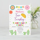 Taco Twosday Fiesta Cactus Birthday Kaart (Staand voorkant)