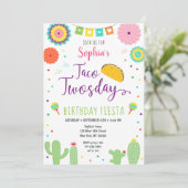 Taco Twosday Fiesta Cactus Birthday Kaart (Staand voorkant)