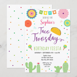 Taco Twosday Fiesta Cactus Birthday Kaart
