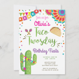 Taco Twosday Fiesta Mexican Girl Second Birthday Kaart