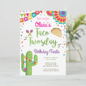 Taco Twosday Fiesta Mexican Girl Second Birthday  Kaart (Staand voorkant)
