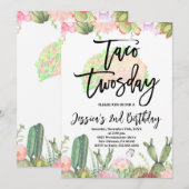 Taco Twosday Fiesta verjaardag, Taco tweede verjaa Kaart (Voorkant / Achterkant)