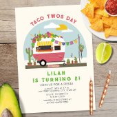 Taco Twosday Girls 2e verjaardag Uitnodiging Roze