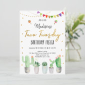 Taco Twosday Gold Fiesta Birthday Kaart (Staand voorkant)