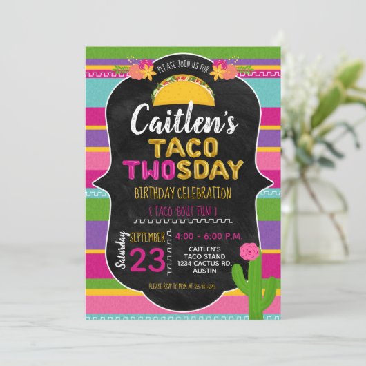 Taco Twosday Meisje tweede verjaardag Kaart (Staand voorkant)