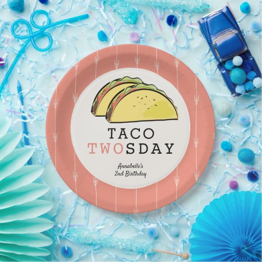 Taco Twosday Mexicaanse Fiesta 2e Verjaardag Papieren Bordje (Feest)