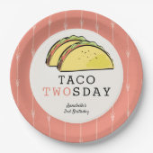 Taco Twosday Mexicaanse Fiesta 2e Verjaardag Papieren Bordje (Voorkant)