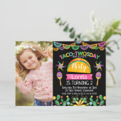 Taco Twosday Mexican 2e verjaardag Uitnodiging (Staand voorkant)