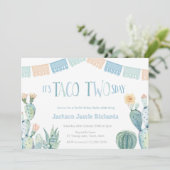 Taco Twosday Party - Boy 2nd Birthday Fiesta Kaart (Staand voorkant)