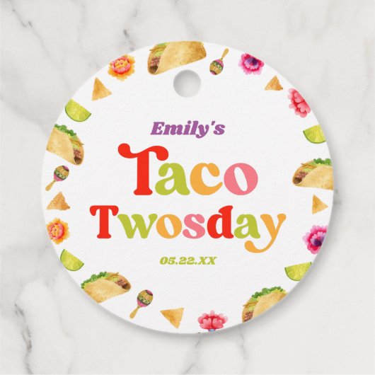 Taco Twosday Taco dinsdag 2e verjaardagsfeest Bedankjes Labels (Achterkant)